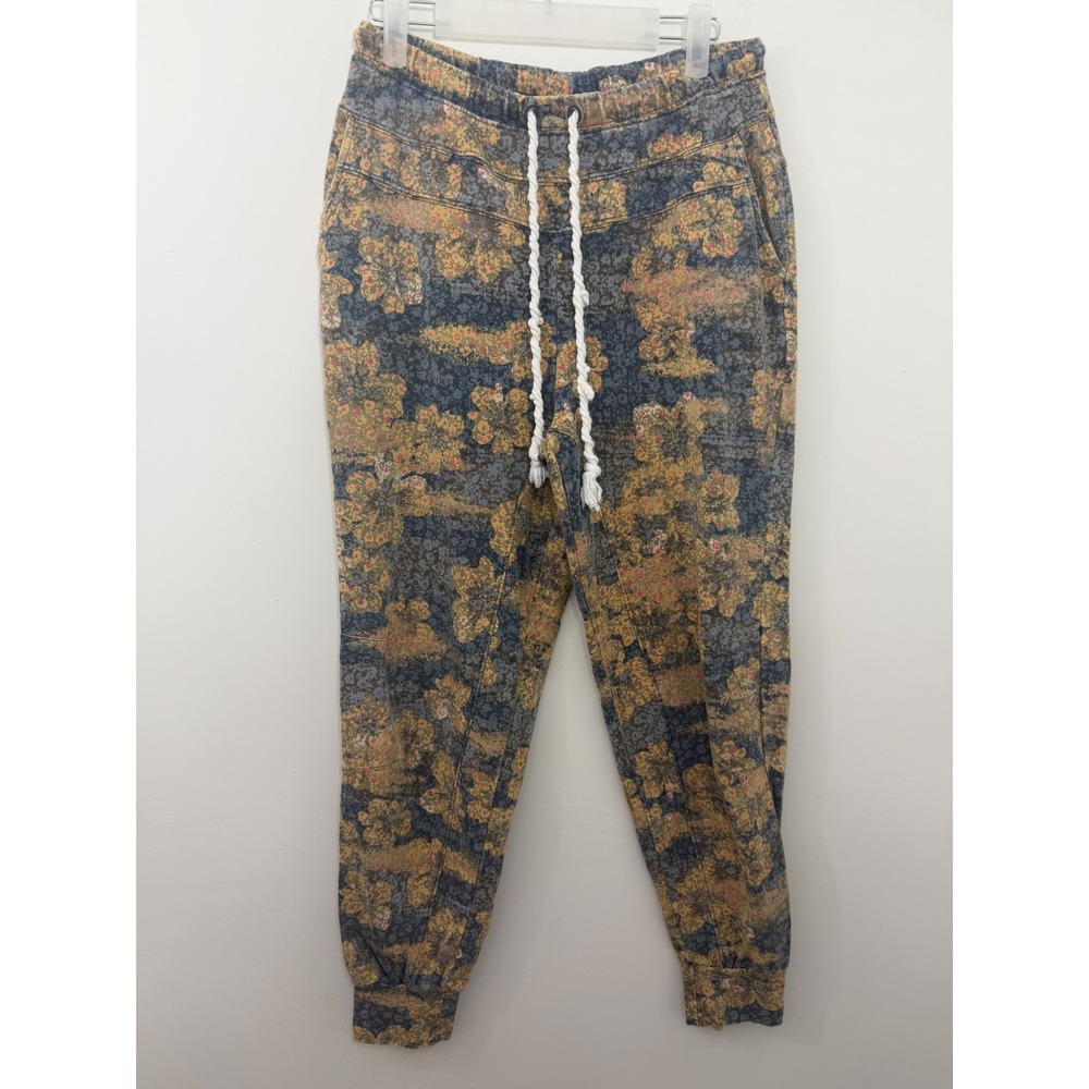 Saturday Sunday Anthropologie Floral Joggers Blue Yellow Petite XS Lounge Pants